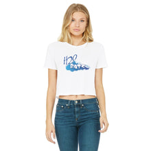 Load image into Gallery viewer, H2O Logo Classic Women&#39;s Cropped Raw Edge T-ShirtApparelalloverprint.itH2O Logo Classic Women&#39;s Cropped Raw Edge T-Shirt