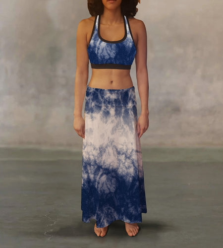 Ladies Blue White Tie Dye Maxi SkirtH2O RatzLadies Blue White Tie Dye Maxi Skirt