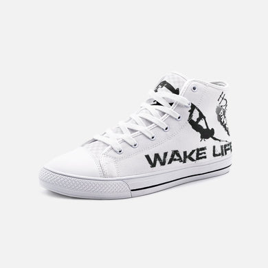 Unisex B/W H2OratZ Wake Life High Top Canvas ShoesMen's ShoesPrinty6Unisex B/W H2OratZ Wake Life High Top Canvas Shoes