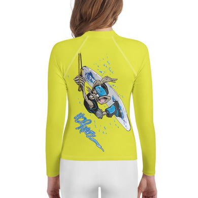 Youth Girls Raley ratZ Neon Yellow Sublimated Rash Guard - H2O Ratz